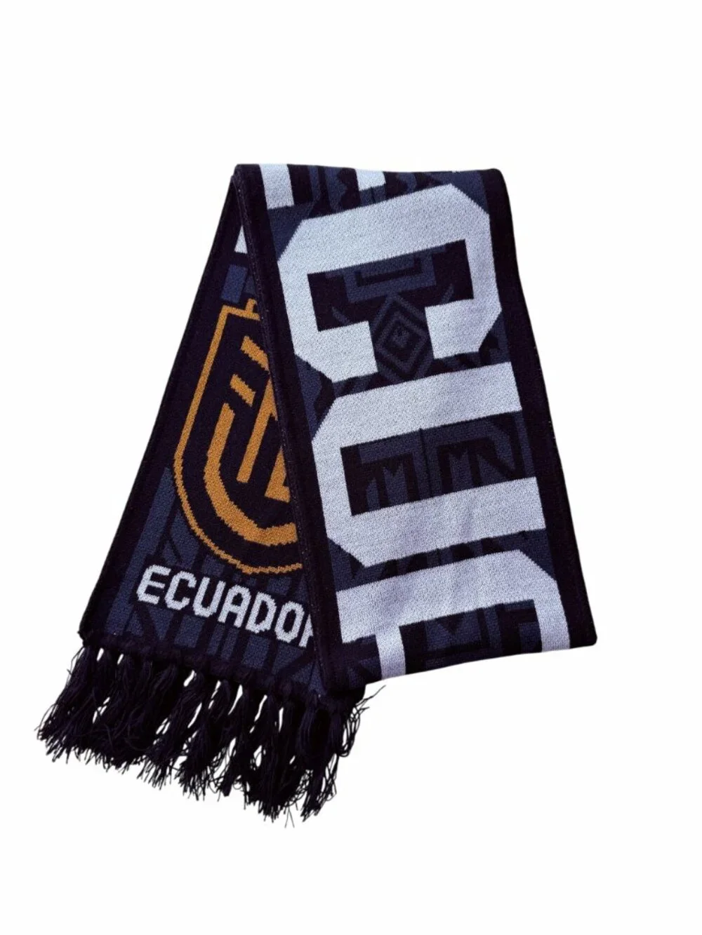 ✨Handmade Soft Wool Scarf Ecuador La Tri Soccer Fan Blue Geometric 1.56m*80cm
